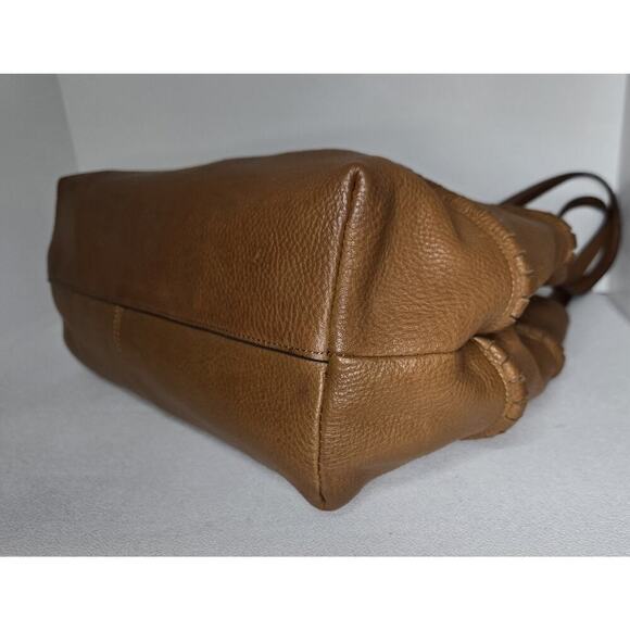 Vince Camuto Hobo Shoulder Bag Pebbled Leather Purse Tassels in Cognac Brown Lg - Picture 10 of 13